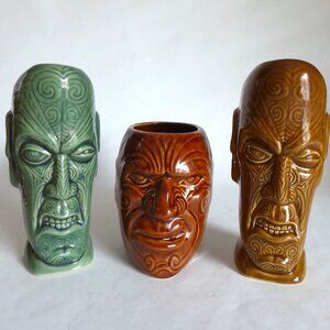 NEW 2006 TIKI FARM BENZART VICIOUS & MALICIOUS CERAMIC TIKI MUG LOT